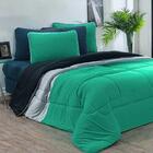 Edredom Urbano 1 Peça King Verde Jade Mescla Preto