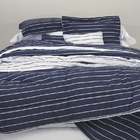 Edredom Vintage 200 Fios Listras Marinho - Casal