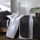 Edredom Vintage Kacyumara 200 Fios Quadros Black - Queen