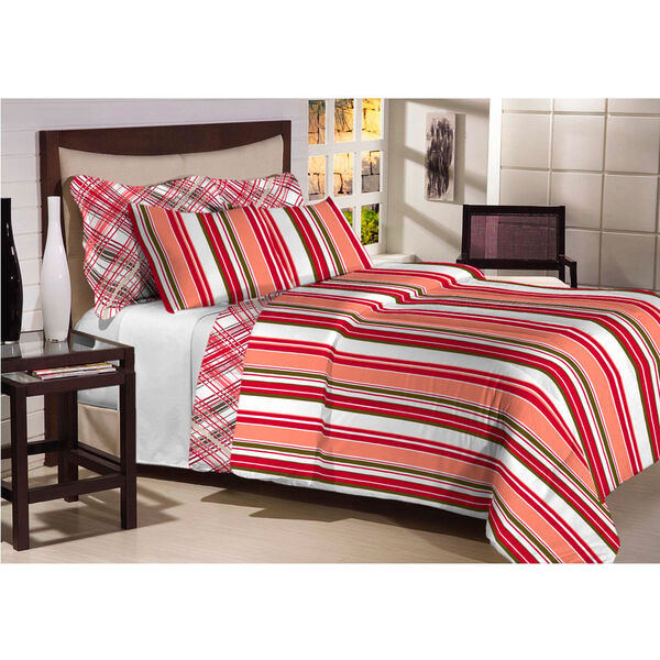 Edredon Dupla Face Casal 150 Fios Primore Listrado 1 Peça Tex