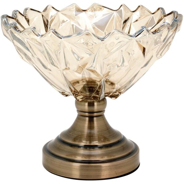 Effleur Centro Mesa Decorativo Enfeite 21x25x25cm Vidro Âmbar