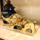 Elefante Decoração Escultura Decorativa Dourado Moderni 16cm