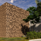 Elemento Vazado Cobogó Cubo Natural sem brilho 4 Furos 20x20x10cm Essenza