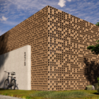 Elemento Vazado Cobogó Cubo Natural sem brilho 4 Furos 20x20x10cm Essenza