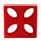 Elemento Vazado Cobogó Folha Esmaltado 4 furos Vermelho 25x7,5x25cm Cerâmica Martins