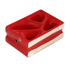 Elemento Vazado Cobogó Rama Esmaltado 4 furos Vermelho 16x7,5x23cm Cerâmica Martins