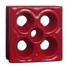 Elemento Vazado Reto Flor Esmaltado Vermelho 19x19x7cm Cerâmica Martins
