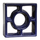 Elemento Vazado Reto Redondo Esmaltado Azul Cobalto 19x19x7cm Cerâmica Martins