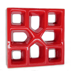 Elemento Vazado Reto Xis Esmaltado Vermelho 19x19x7cm Cerâmica Martins