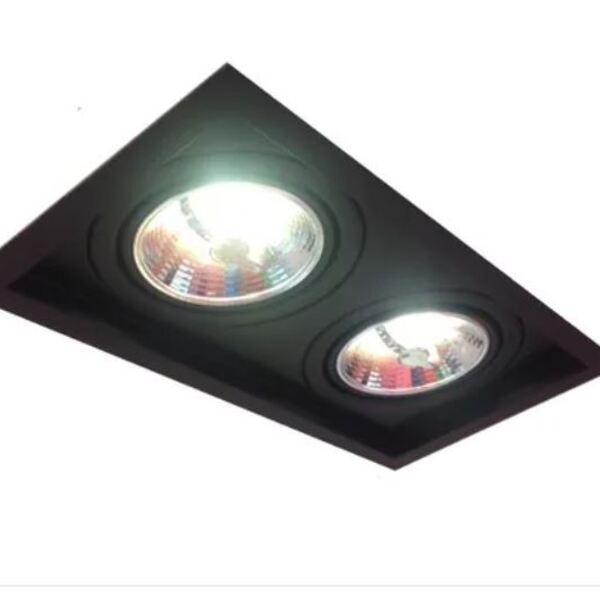 Embutido Ar111 Duplo Retangular Recuado Preto 36x20x4cm