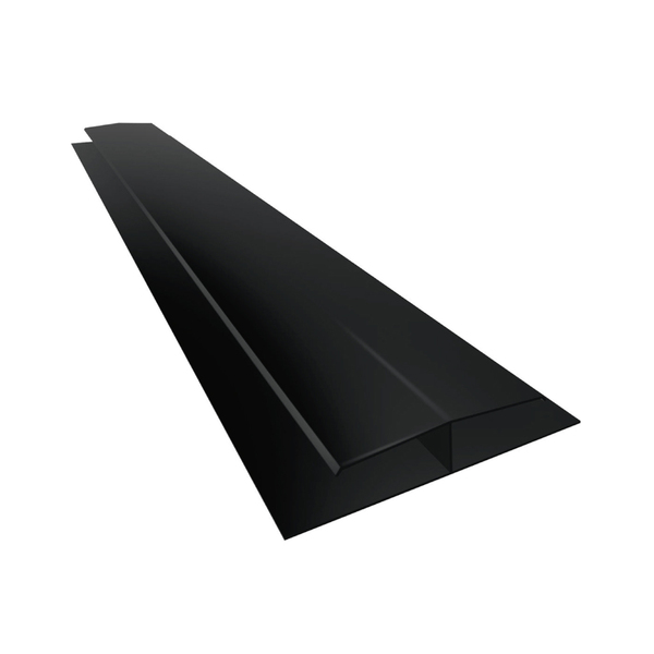 Emenda H para Forro PVC Preto 6m Liso Plasbil