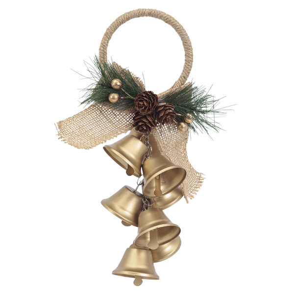 Enfeite Adorno Sinos Metal Ouro Velho 25x14x8cm Cromus
