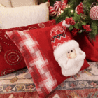 Enfeite Almofada Tecido Vermelho 36x36x14cm Cromus