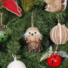 Enfeite para Árvore de Natal Coruja Marrom e Branco 1 Peça 10x7x5cm Cromus