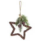 Enfeite para Árvore de Natal Estrela Marrom e Verde 1 Peça 5x20x20cm Cromus