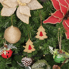 Enfeite para Árvore de Natal Pinheiro Marrom e Vermelho 1 Peça 7x6x1cm Cromus