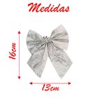 Enfeite Árvore Natal Laço Prata Brilhante 16cm 2 Unidades