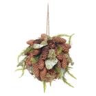 Enfeite Bola Com Pinha Rustica Marrom/verde 20cm 1020704