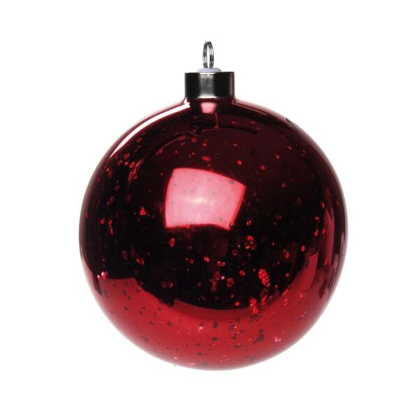 Enfeite Bola Natal De Vidro Led Vermelha 12cm 1710804
