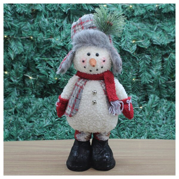 Enfeite Boneco De Neve Com Chapéu Natal Em Tecido 38cm