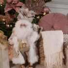 Enfeite Boneco Noel Plástico Ouro Velho 46x28x13cm Cromus