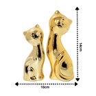 Enfeite Casal Gato Decorativo Porcelana Dourado Gold 14cm - L