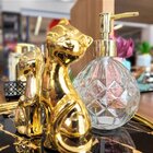 Enfeite Casal Gato Decorativo Porcelana Dourado Gold 14cm - L