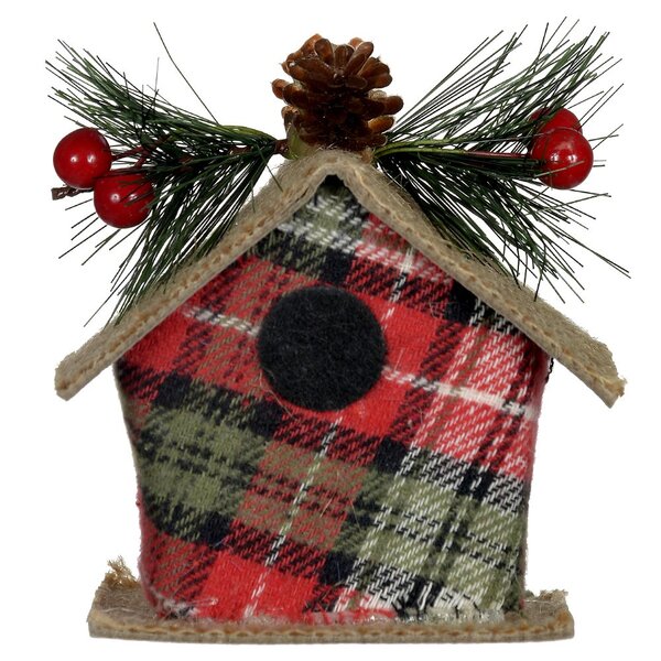 Enfeite Casinha De Pendurar Vermelha E Verde 10x9x7cm