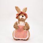 Enfeite Coelhinho De Páscoa Rosa Em Palha Artesanal 31cm