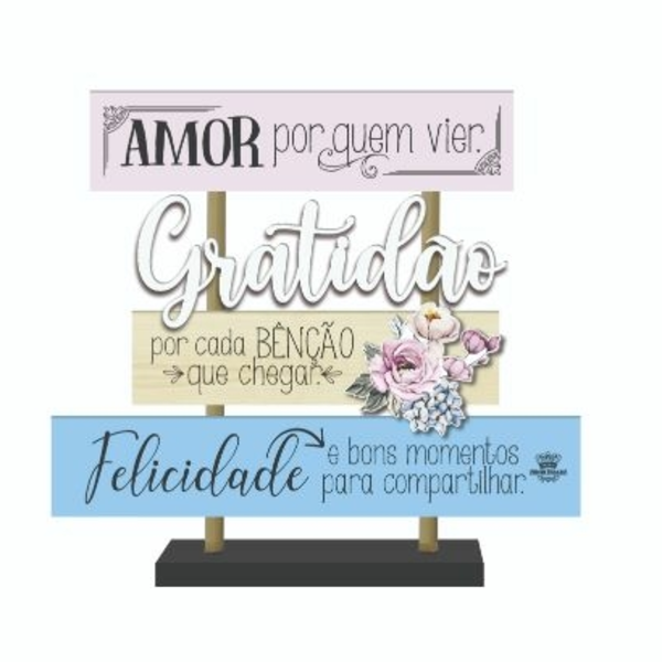 Enfeite De Mesa Com Plaquinhas Com Aplique Amor Por Quem Vier