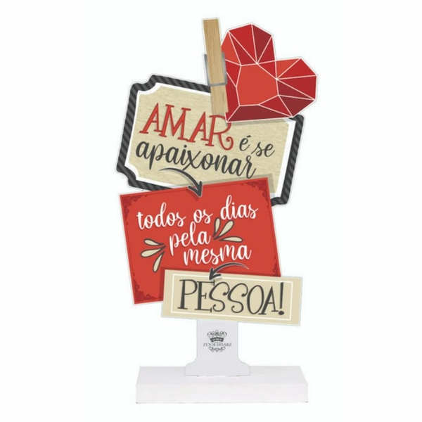 Enfeite De Mesa Recortado Amar É Se Apaixonar 19 X 10 Cm Zeni