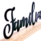 Enfeite De Metal Com Base Em Madeira Família 10 5x27x4 Cm - D