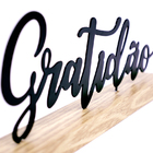 Enfeite De Metal Com Base Em Madeira Gratidão 10 5x27x4 Cm -