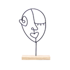 Enfeite De Metal Com Base Em Madeira Rosto Coração 30x17x4 Cm