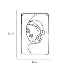 Enfeite De Metal De Parede Preto Rosto Mulher 30x20x1cm