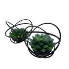 Enfeite De Metal Preto Com Suculenta Artificial