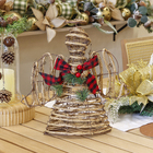Enfeite de Natal Anjo Decorativo Rattan Fibra 35x33x13cm Cromus