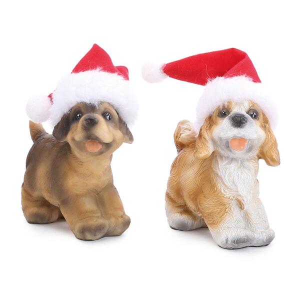Enfeite De Natal Cachorro C/gorro 08x06x06cm C/2  1107371