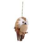 Enfeite de Natal Coruja Marrom e Branco 10x7x5cm Cromus