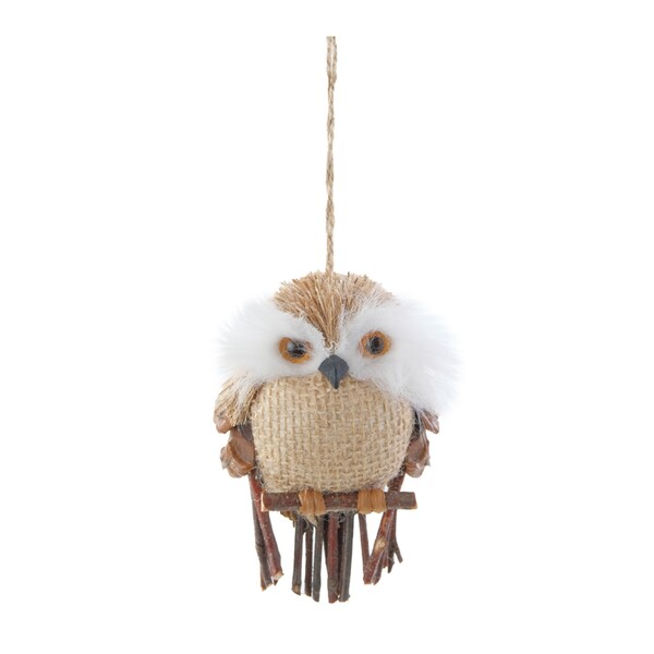 Enfeite de Natal Coruja Marrom e Branco 10x7x5cm Cromus