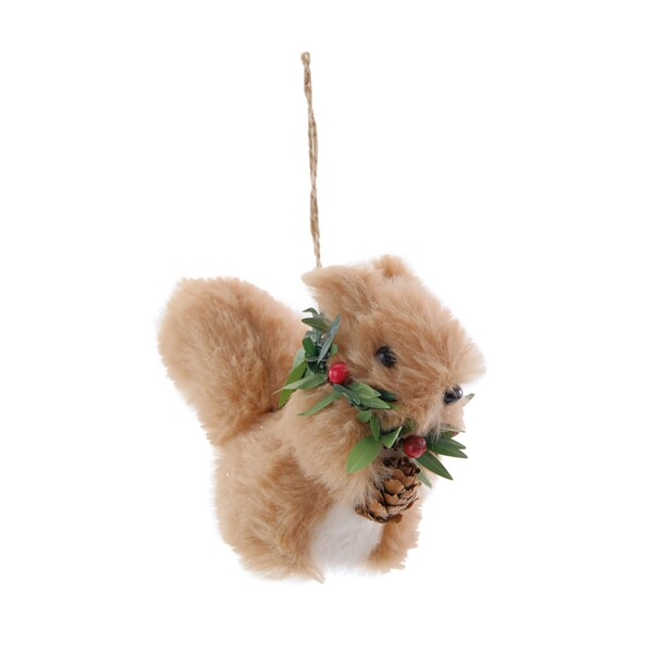 Enfeite de Natal Esquilo Marrom,Vermelho e Verde 14x5x10cm Cromus