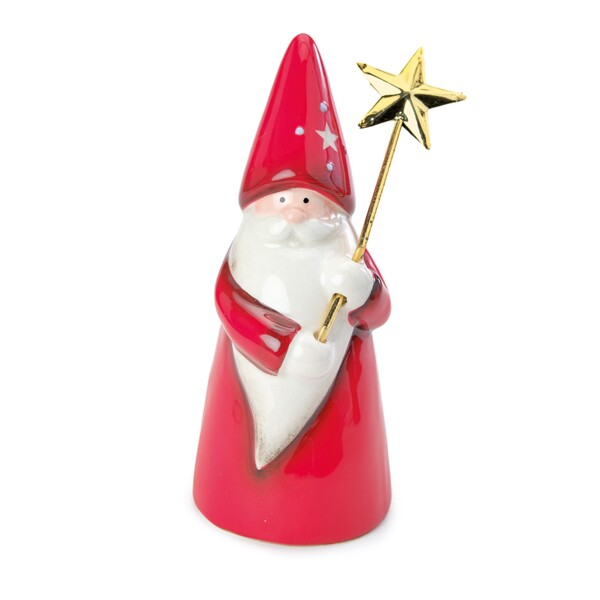 Enfeite de Natal Noel com Estrela Vermelho e Branco 6x6x14cm Cromus
