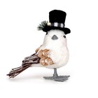 Enfeite de Natal Pássarinho Branco 8x14x17cm Cromus