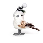 Enfeite de Natal Pássarinho Branco 8x14x17cm Cromus