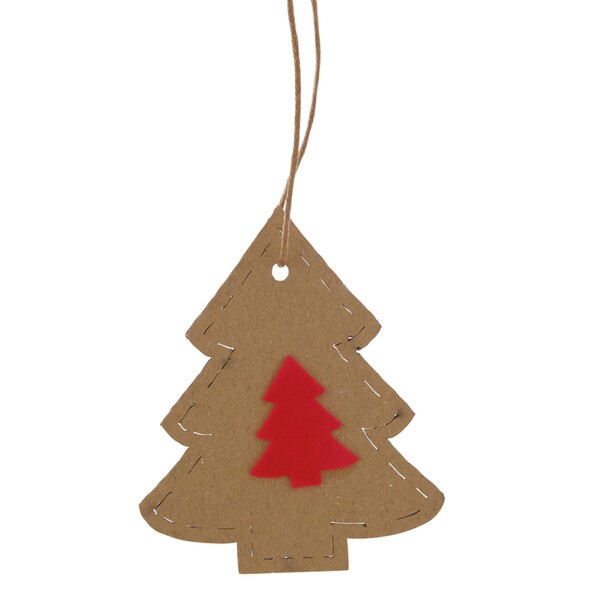 Enfeite de Natal Pinheiro Marrom e Vermelho 7x6x1cm Cromus