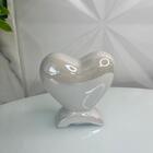 Enfeite Decor Sala Quarto Coração Cerâmica Branco Pérola