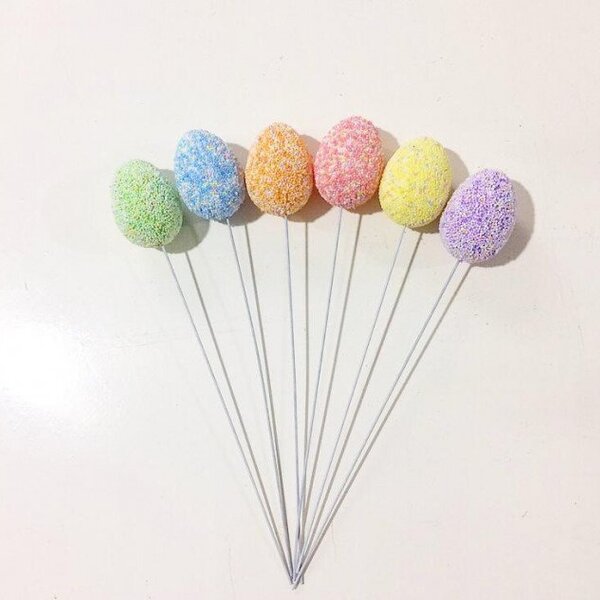 Enfeite Decorativo 36 Ovos De Páscoa Colorido Com Haste