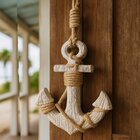 Enfeite Decorativo Ancora Náutica De Madeira Casa Praia Mar