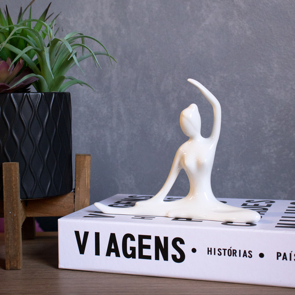 Enfeite Decorativo Bailarina Em Cerâmica Branco 13x16x3 5cm F