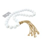 Enfeite Decorativo Colar Branco Em Madeira 52cm Mart